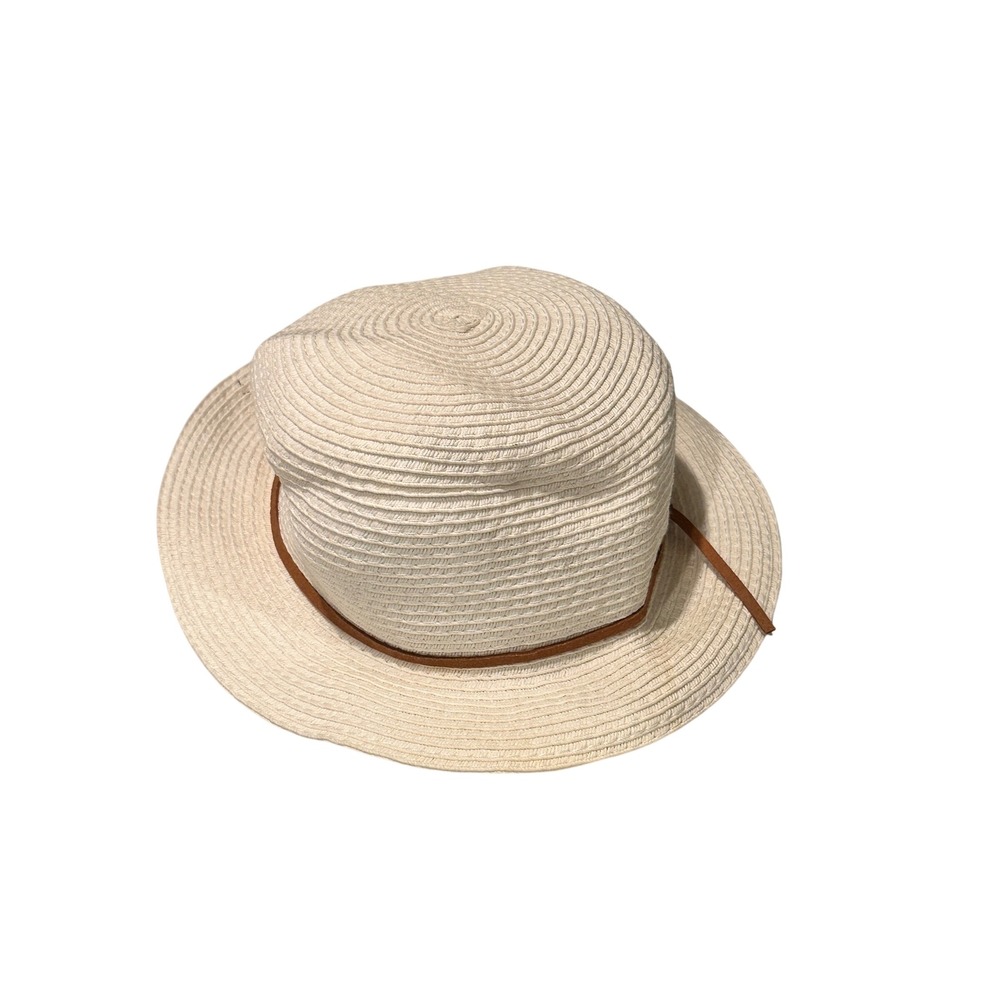 Banana Boat Women Cream Paper Straw Sun Hat Fedora One Size Resortwear Beach - Picture 2 of 7